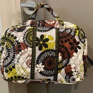 New Vera Bradley Large Cosmetics Makeup Toiletries Bag Cocoa Moss